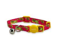 Ancol Adjustable Cat Collar with Safety Bell and Break Apart Buckle Fun Summer Tropical Pineapple Pattern