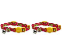 Ancol Adjustable Cat Collar with Safety Bell and Break Apart Buckle Fun Summer Tropical Pineapple Pattern (Pack of 2)