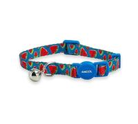 Ancol Adjustable Cat Collar with Safety Bell and Break Apart Buckle Fun Summer Watermelon Pattern