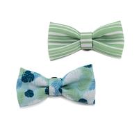 Ancol Stripe/Leaf Patterned Adjustable Dog Bow Tie Soft Stylish Lightweight Comfortable Fit Cute Durable Pet Puppy Collar Accessories - Pack of 2
