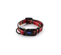 Ancol Adjustable Nylon Dog Collar Tartan Red Soft Polyester Printed Du