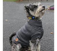 Ancol Charcoal Cable Knit Thick Woollen Dog Jumper Warm Machine Washable Lightweight Breathable Easy to Wear Cosy Pet Puppy Outerwear Sweater - XL