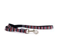 Ancol Candy Stripe Eco Friendly Dog Lead - Made from 100 Percent Recycled Webbing & Post Consumer Plastics - Navy Blue Design - Durable & Sustainable - Size 1m x 1.9cm