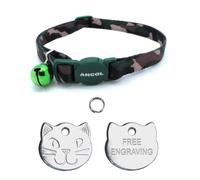 ANCOL Cat Collar Green Camouflage, Quick Release With Free Engraved Cat ID Tag & P&P