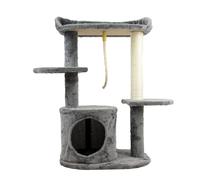 Ancol Cat Tree in Grey - Kitten Tower with Scratching Post and Top Platform - Multi Level Climbing House - Indoor Small Pets Activity Centre