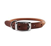 Ancol Chestnut Round Leather Dog Collar for Dogs and Puppies - Handcrafted Leather Pet Training Collar with Nylon Core - Tan Colour - Size 55-63cm Size 8
