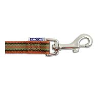 Ancol Cotton Stripe Dog Lead for Dogs and Puppies - Soft Natural Cotton with Beige Chocolate and Amber Colours - Strong Trigger Hook - 100cm L x 19mm W