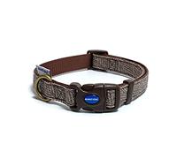 Ancol Country Herringbone Adjustable Dog Collar Brown Nylon Base with Snap Buckle Fastening - Durable Comfortable Puppy Neckband - Size Small 20-30 cm