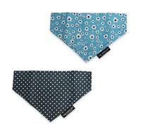 Ancol Daisy Polka Patterned Dog Bandana Soft Stylish Breathable Lightweight Machine Washable Adjustable Cute Pet Puppy Scarf Neckerchief - Pack of 2