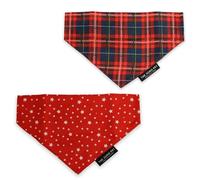 Ancol Dog Bandana Tartan Star Patterned - Adorable Puppy Scarf Tie Neckerchief - Cute Fun Party Pet Collar Accessory - Pack of 2