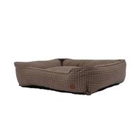 Ancol Dog Bed in Brown Check - Comfortable Indoors Snuggle Pad with Overstuffed Cushion - Cosy Puppy Mat Sleeping Place - Large 78 x 90cm