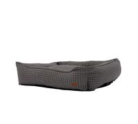 Ancol Dog Bed in Grey Check - Comfortable Indoors Snuggle Pad with Overstuffed Cushion - Cosy Puppy Mat Sleeping Place - Large 78 x 90cm
