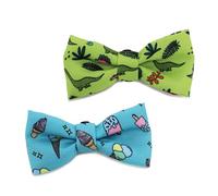 Ancol Dino/Ice Cream Patterned Adjustable Dog Bow Tie Soft Stylish Lightweight Comfortable Fit Cute Durable Pet Puppy Collar Accessories - Pack of 2