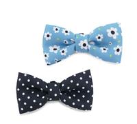 Ancol Dog Bow Tie in Daisy/Polka Pattern - Comfortable 100% Recycled Fabric Clothing Pet Accessory - Puppy Tuxedo Fancy Dressing - Pack of 2