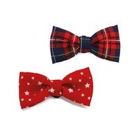 Ancol Tartan Star Patterned Adjustable Dog Bow Tie Soft Stylish Lightweight Comfortable Fit Cute Durable Pet Puppy Collar Accessories - Pack of 2