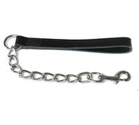 Ancol Heritage Extra Heavy Chain Lead with Leather Handle - Black Welded Chrome Plated Durable Dog Walking Accessory - 50cm Size 7-9