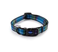 Ancol Dog Collar - Blue Tartan Design - Super Soft Printed Polyester Adjustable Collar Fixings - 30-50cm