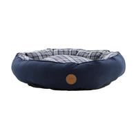 Ancol Blue and Grey Tartan Donut Dog Bed Soft Machine Washable Non Slip Base Pet Puppy Cushion 70cm