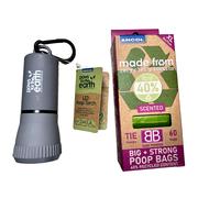 Ancol Dog Poo Bags Earth Friendly Baby Powder Scent & Torch dispenser Dark Night
