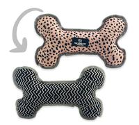 Ancol Dog Reversible Bone Toy Dalmatian/Zigzag Patterned - Double Sided Chewing Teething Cuddling Puppy Toy - Squeaking Pet Accessory