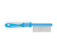 Ancol Ergo Dog Comb - Blue Grooming Tool for Long Wiry Silky and Curly Coats - Ergonomic Handle for Comfortable Use - Detangles and Smooths Fur - Size Medium