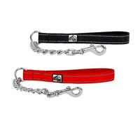 Ancol Extreme Dog Extra Heavy Chain Lead in Black - Heavy Duty Anti Bite Pet Leash - Chrome Plated Puppy Accessory with Reflective Handle - 50cm