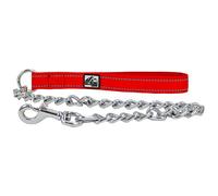 Ancol Extreme Dog Extra Heavy Chain Lead in Red - Heavy Duty Anti Bite Pet Leash - Chrome Plated Puppy Accessory with Reflective Handle - 80cm