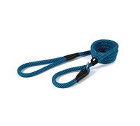 Ancol Extreme Dog Rope Slip Lead with Leather Adjuster - Blue Mountain - Durable Nylon Weave Mountain Rope Pet Walking Accessory - 1.5m x 12mm for Pets up to 50kg
