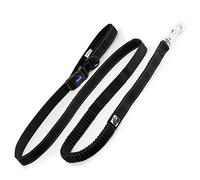 Ancol Extreme Shock Absorb Running Lead - Black Nylon Weave Dog Lead with Neoprene Padded Handle - Reflective Piping for Low Light Visibility - 180cm