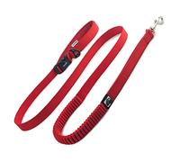 Ancol Extreme Shock Absorb Running Lead - Red Nylon Weave Dog Lead with Neoprene Padded Handle - Reflective Piping for Low Light Visibility - 180cm