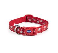 Indulgence Nylon Adjustable Collar Paw N Bone Red 30-50cm Sz 2-5