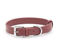 Ancol Folded Leather Dog Collar - Red Soft Leather Collar with Nylon Core for Added Strength - Sublimely Comfortable and Durable - Size Medium 36-46cm