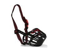 Ancol Gentle Strong Secure Plastic Dog Muzzle in Black Red - Basket Style Biting Control for Aggressive Dogs - Pre Moulded Shape - Size 4 20cm x 7.5cm