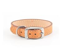 Ancol Heritage Diamond Leather Dog Collar - Tan English Bridle Leather with Embossed Diamond Quilt Design - Durable and Stylish - Neck Size 22-26cm / XS