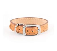 Ancol Heritage Diamond Leather Dog Collar - Tan English Bridle Leather with Embossed Diamond Quilt Design - Durable and Stylish - Neck Size 36-46cm / Medium