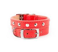 Ancol Heritage Diamond Stud Leather Dog Collar - Premium English Bridle Leather - Traditional Tanning - Diamond Quilted Design - Red - Ideal for Dogs Puppies and Pets - XS 22-26cm