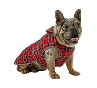 Ancol Heritage Dog Coat in Red Tartan - Fleece Lined Pet Jacket with Chest Protector and Zipped Harness Hole - Reflective Edging Puppy Apparel - S/M