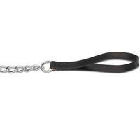 Ancol Heritage Extra Heavy Chain Lead W/leather Handle Black 50cm Sz 7-9