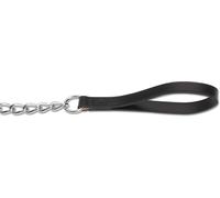 Ancol Heritage Extra Heavy Chain Lead with Leather Handle - Black Welded Chrome