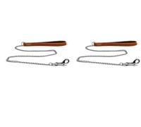 Ancol Heritage Leather Extra Heavy Chain Lead - Tan Steel Durable Dog Walking Accessory with Leather Handle - 80cm L (Pack of 2)