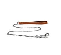 Ancol Heritage Leather Extra Heavy Chain Lead - Tan Steel Durable Dog Walking Accessory with Leather Handle - 80cm L