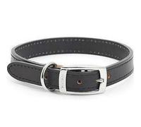 Ancol - Heritage Leather Pet Collar, Black/white, 28-36Cm