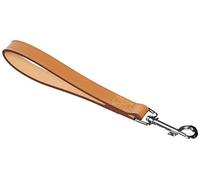Ancol Heritage Leather Traffic Handloop - Tan Bridle Leather Durable Dog Lead with Extra Short L for Control - 25cm x 19mm Size 7