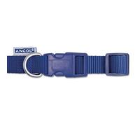 Ancol Heritage Nylon Adjustable Dog Collar - Blue Durable Pet Training Accessory with Heavy Duty Quick Release Clip - 20-30cm Size 1-2