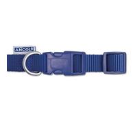 Ancol Heritage Nylon Adjustable Dog Collar - Blue Durable Pet Training Accessory with Heavy Duty Quick Release Clip - 45-70cm Size 5-10