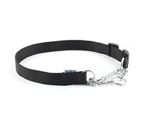 Ancol Heritage Nylon and Chain Check Dog Collar Black - Black - 50 - 70cm