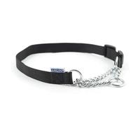 Ancol Heritage Nylon & Chain Check Collar Black 25 - 35Cm Sz 1-2