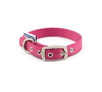 Ancol Heritage Nylon Dog Collar - Raspberry, Strong & Weatherproof, Lightweight Adjustable Pet & Puppy Collar with Metal Eyelets, Extra Small
