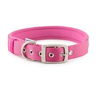 Ancol Heritage Nylon Padded Dog Collar Raspberry Strong Durable Weatherproof Neoprene Air Cushion Comfortable Neckband Pet Puppy Walking Accessory Size Medium