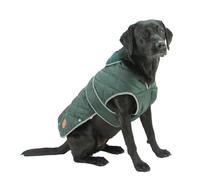 Ancol Heritage Quilted Dog Coat in Green - Waterproof Fleece Lined Pet Jacket with Zipped Harness Hole - Reflective Edging Puppy Apparel - S